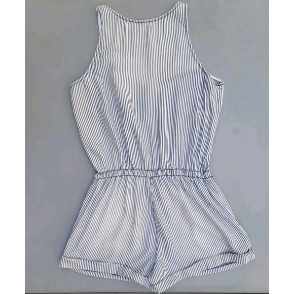 Sneak Peak Tencel Denim Light Weight Chambray Striped Sleeveless Romper S - Picture 8 of 8